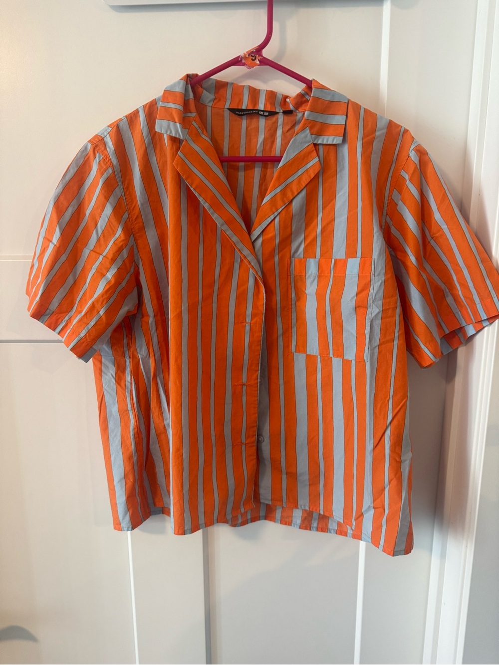 Marimekko orange  and Light Gray Vertical Stripe Button-Up Shirt size M